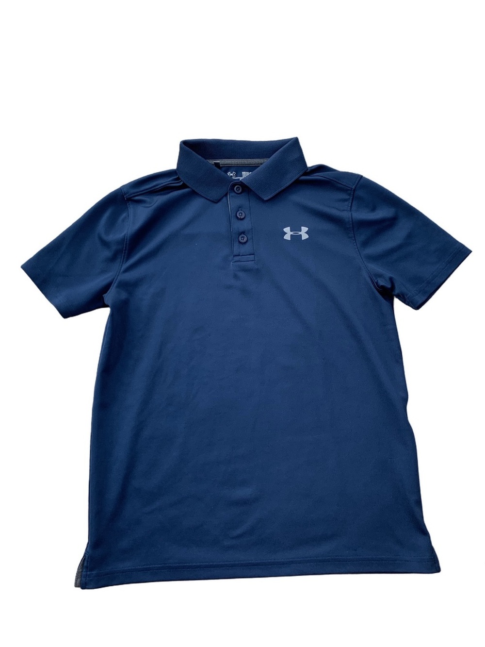 Under Armour Size Youth Medium, 10-12, Navy Blue Loose Fit Heatgear Polo Shirt